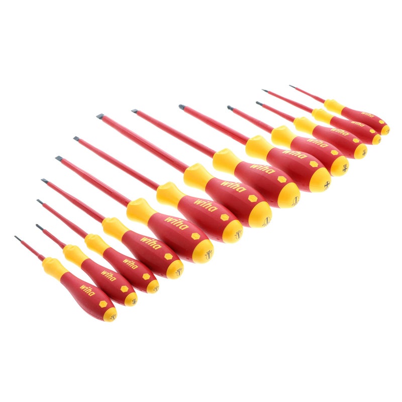 Wiha 32094 Slotted & Phillips Insulated Screwdriver Set, 13 Piece, 1000V VDE, SoftFinish Handle, Black Oxide - Image 2